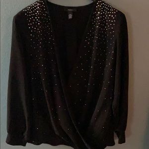 Black diamond bling blouse